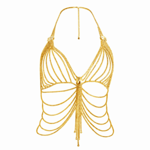 Multi-Layer Gold Rhinestone Body Chain for Women – Crystal Chest Jewelry for Party & Club