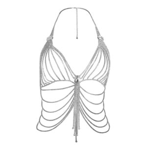 Multi-Layer Silver Rhinestone Body Chain for Women – Crystal Chest Jewelry for Party & Club2