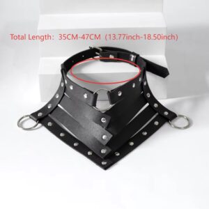 BDSM Leather Collar Choker – Gothic Rivet Punk Fetish Neck Harness