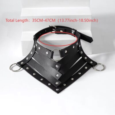 BDSM Leather Collar Choker – Gothic Rivet Punk Fetish Neck Harness